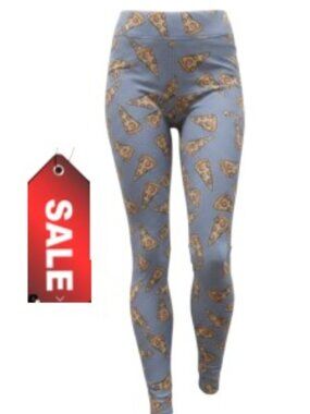 LuLaRoe Buttery Soft Leggings Purple Pizza Womens Size Tall & Curvy #010